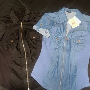 Guess Black and Blue Short Sleeve Tops